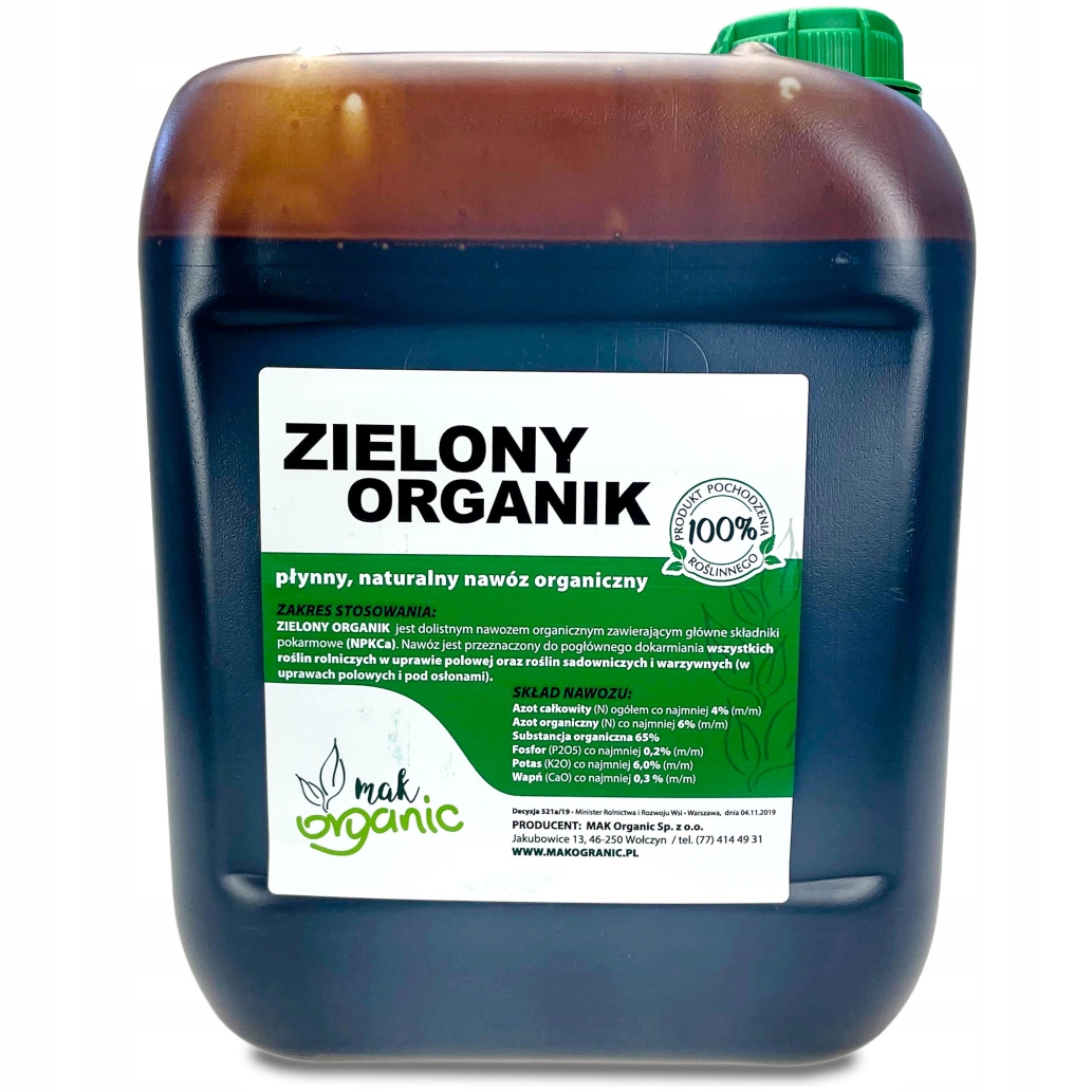 Zelený Organik 5 l – aminokyseliny. Přírodní hnojivo pro zeleniny a polní rostliny