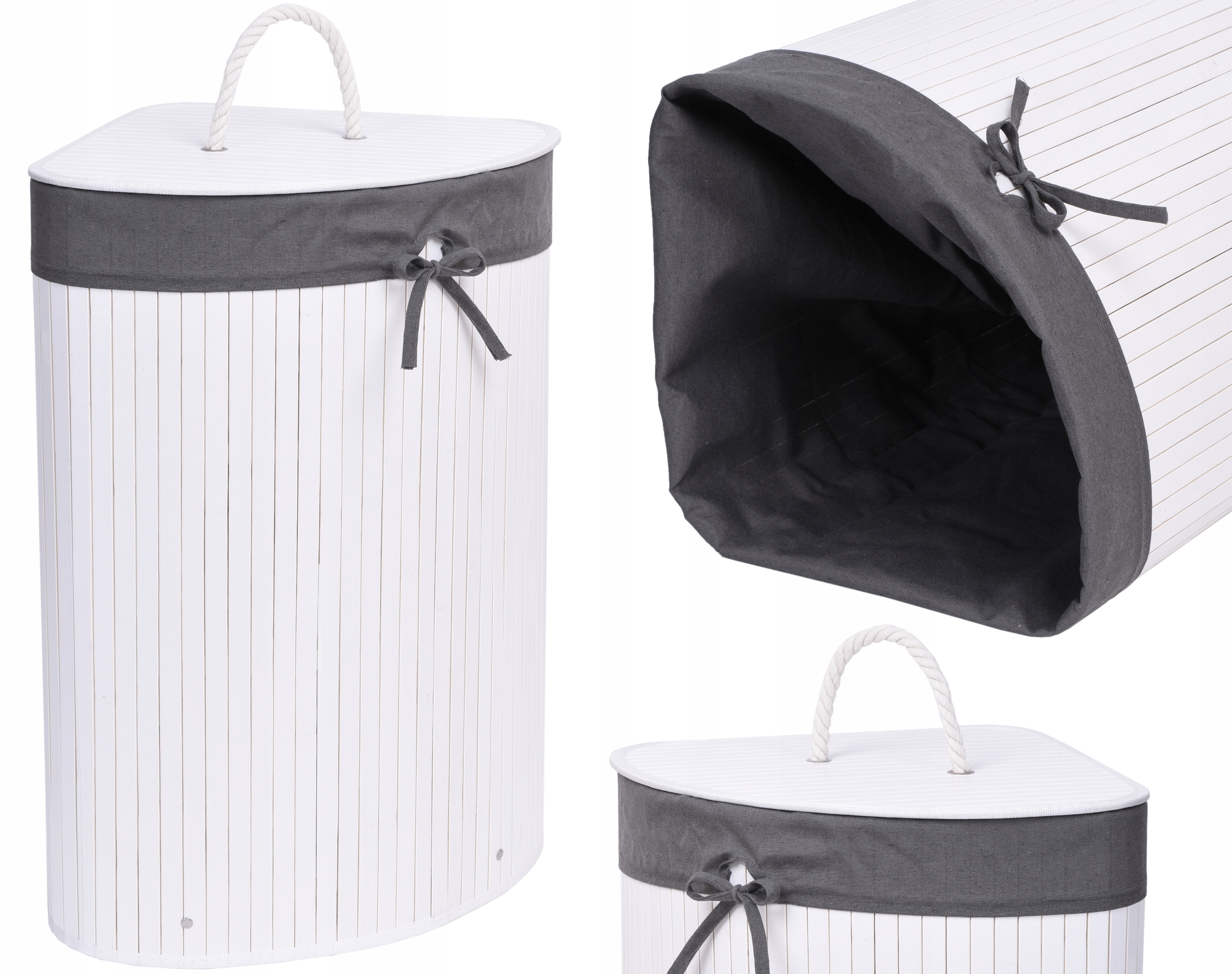 

Kosz Bambusowy Pojemnik Na Pranie Narożny 60L