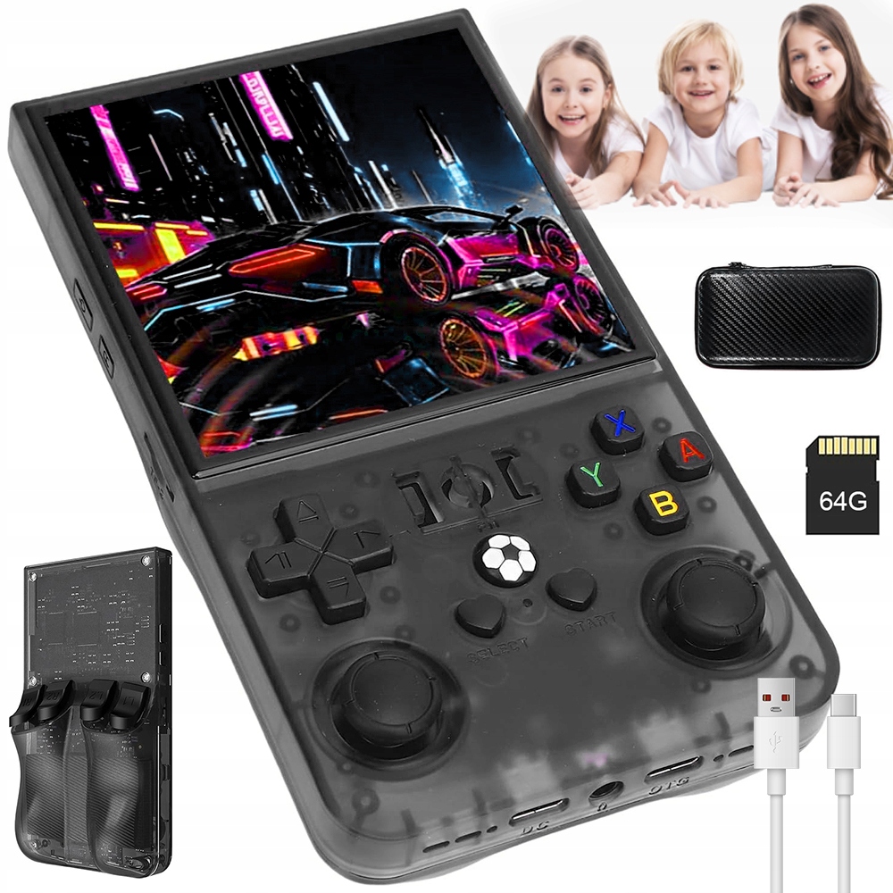 Konsola Do Gier R36MAX Czarna Retro 4.0 Ips 64GB 20000 Gier Bezprzewodowa