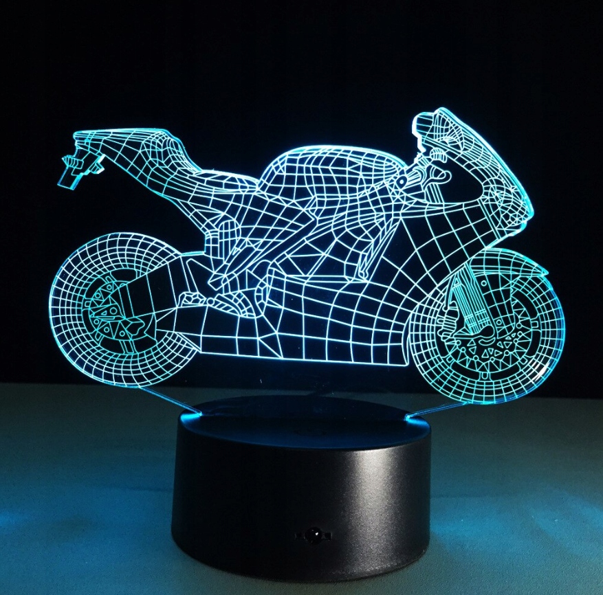Lampka 3D LED MOTOR MOTOCYKL USB + PILOT Płeć chłopcy dziewczynki