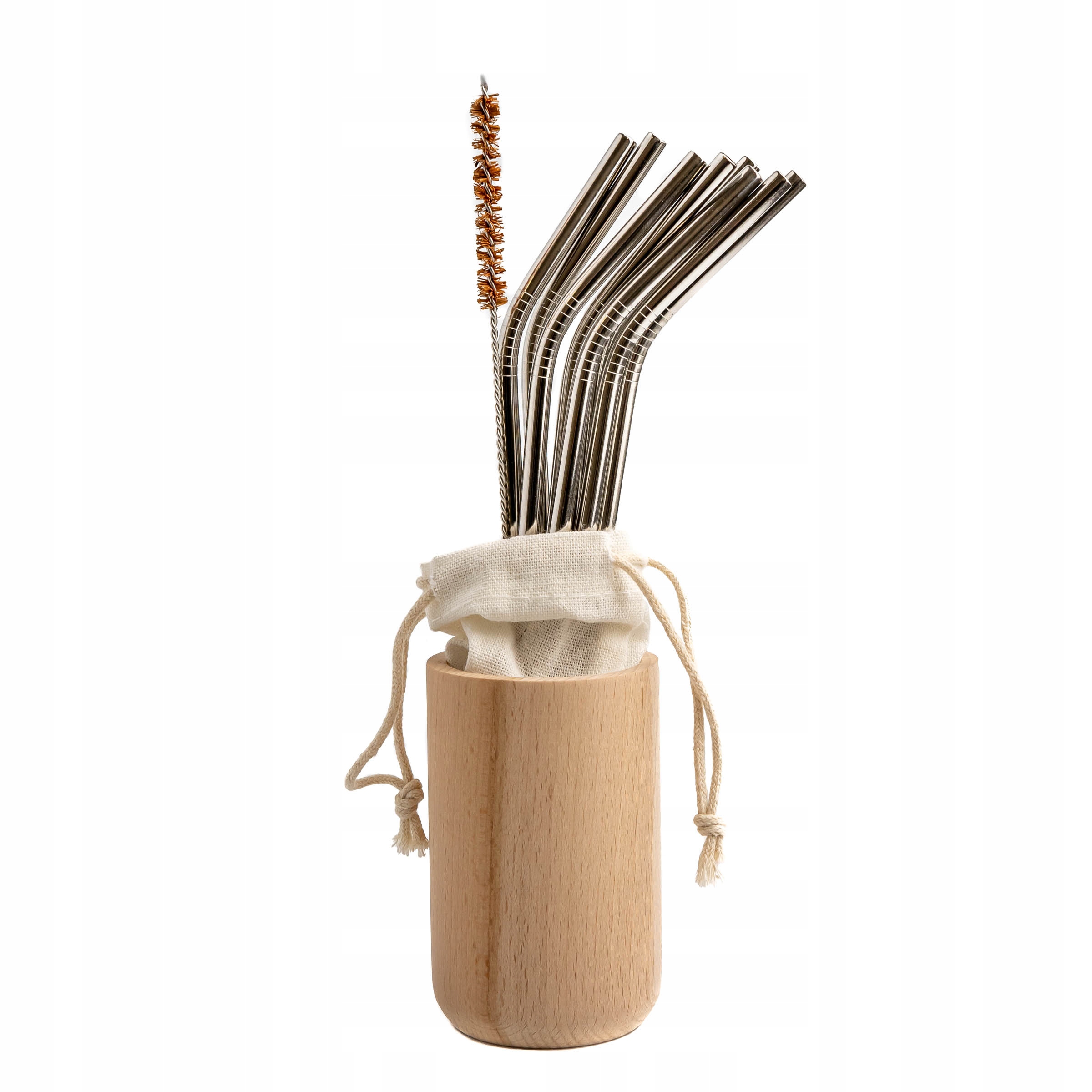 

Słomki metalowe srebrne 8 szt 1 czyścik worecz