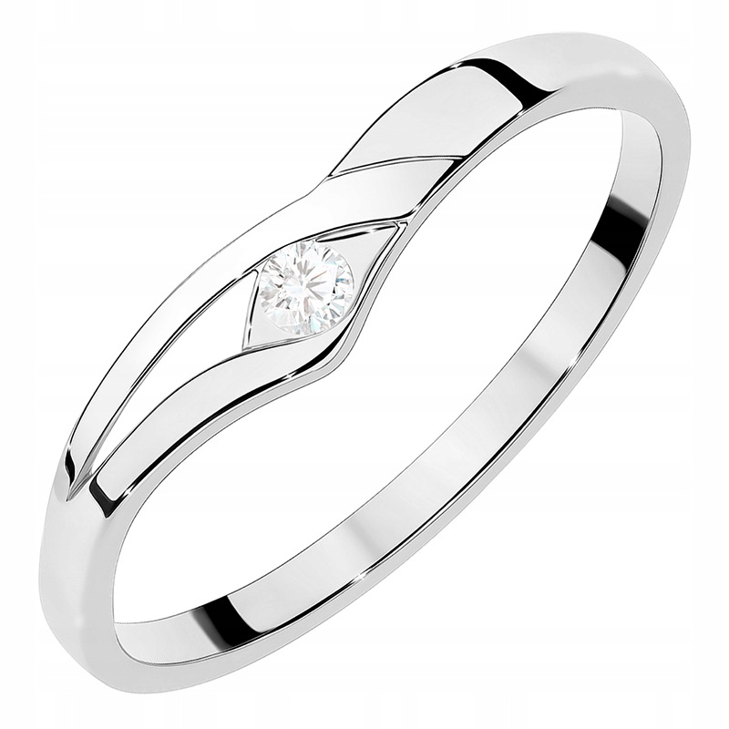 Biało Złoty Pierścionek pr. 585 z Brylantem 0,04ct