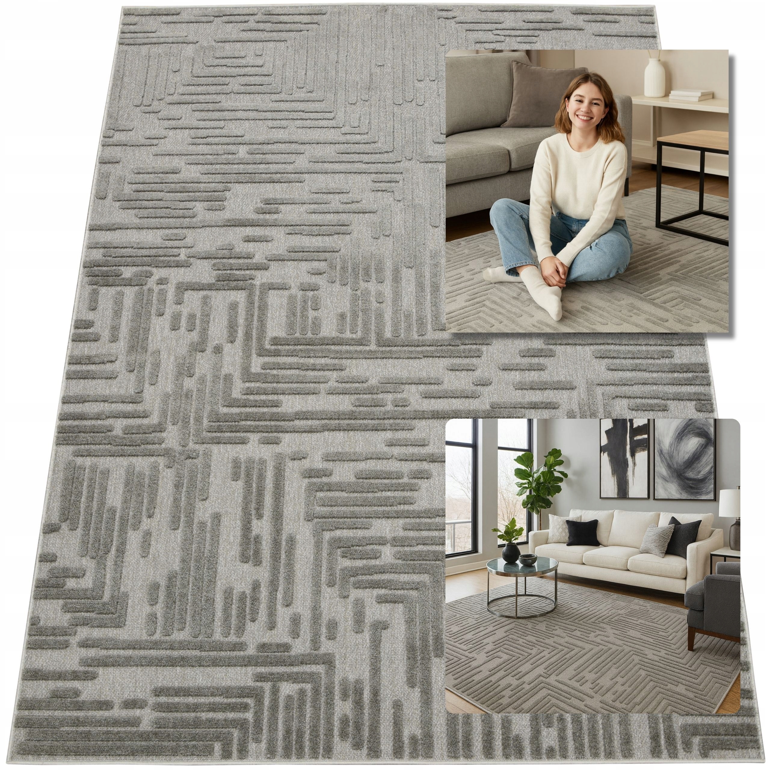 Koberec Moderní Šedý Měkký Medúza Koberce Do Obývacího Pokoje Glamour 160x230