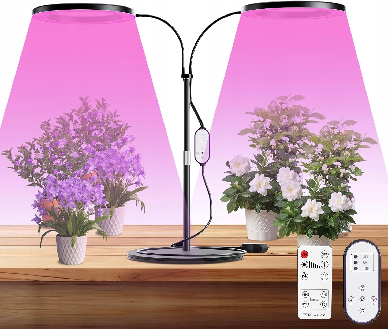 Dvojitá Led lampa pro rostliny s plným spektrem světla, časový programátor