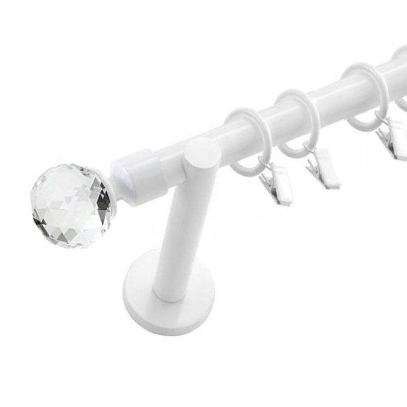 

Karnisz 130 cm kryształowe zakończenia Biały 19 mm