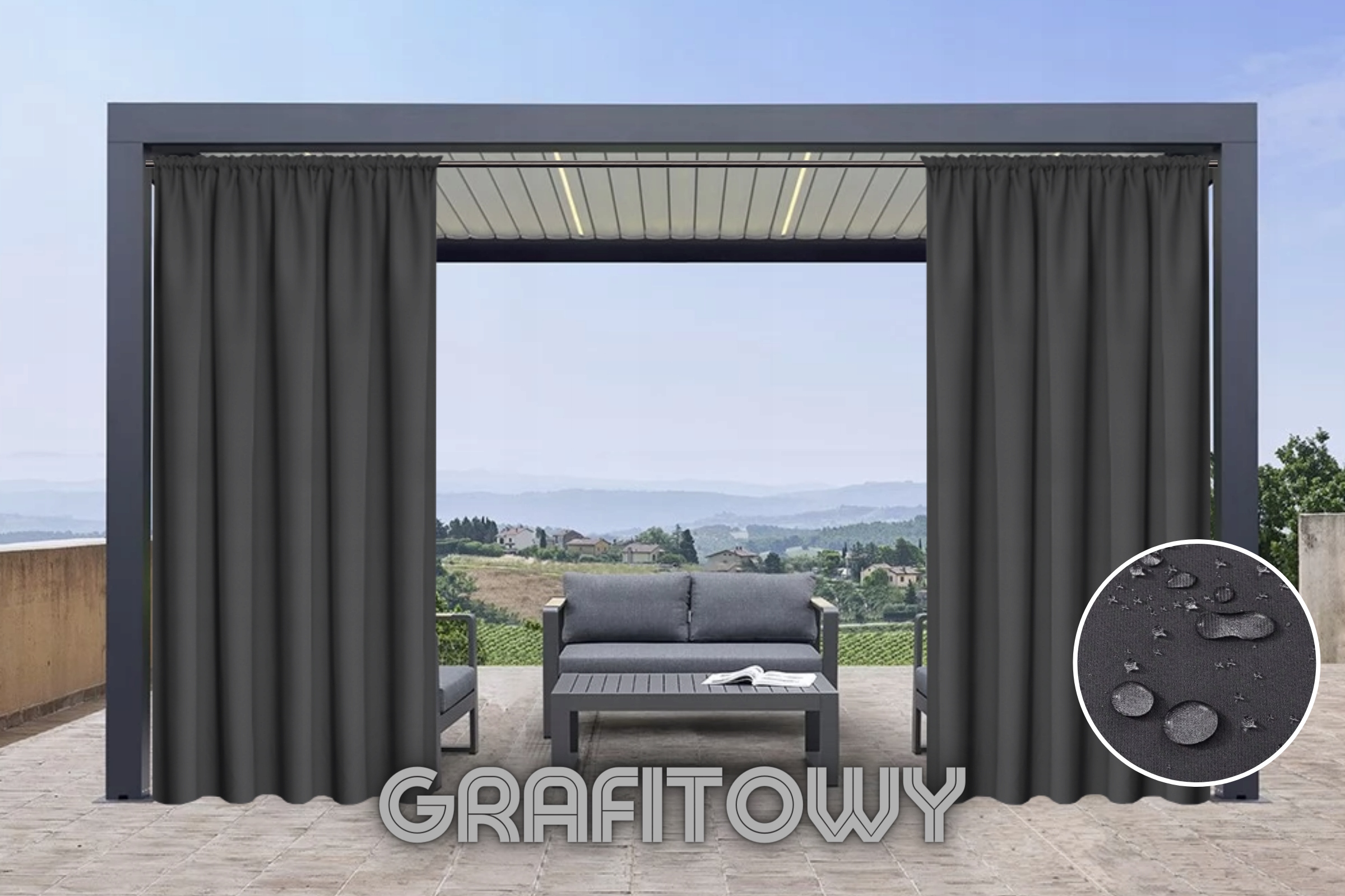 ZASŁONA WODOODPORNA 155x200 DO ALTANY OGRODU Długość 2 m