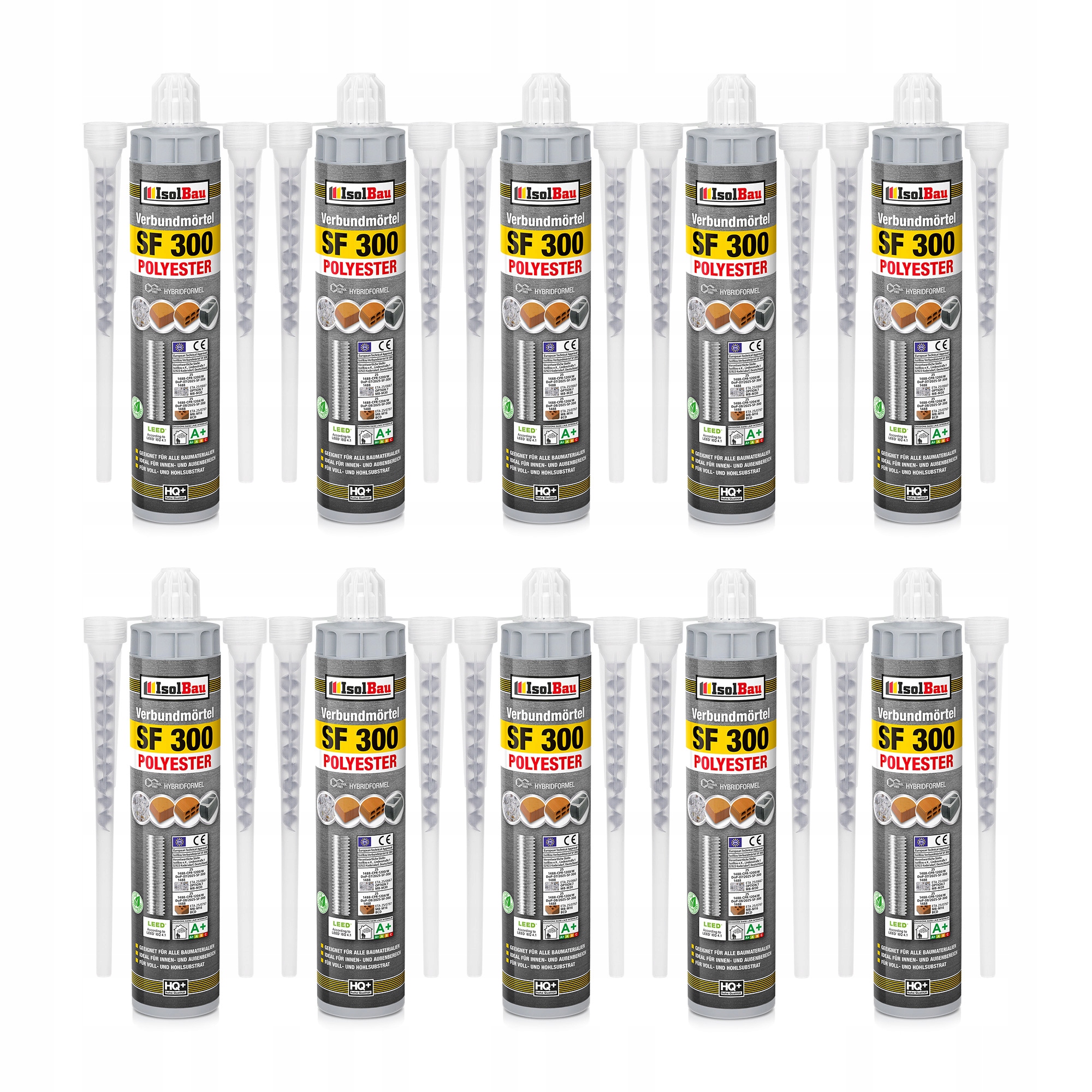 Chemická kotva 10x 300 ml IsolBau Sf 300 bez polystyrenu 20x Mixer Certifikát