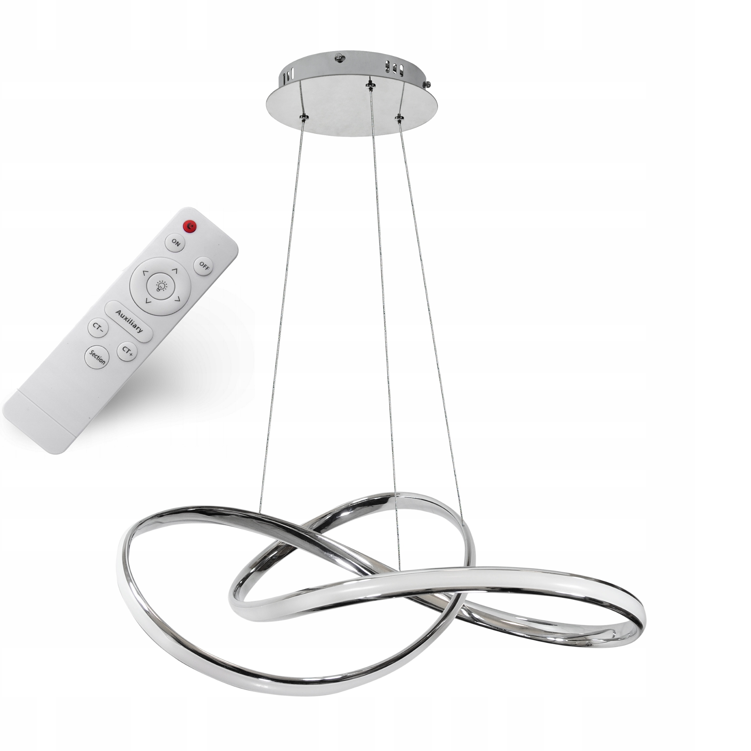 Led Závěsná Stropní Lampa Moderní Stříbrný Lustr Do Obývacího Pokoje 55 CM Dálkový Ovladač