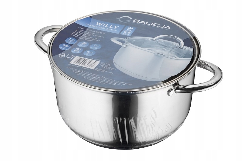 komplet garnków nierdzewnych WILLY 18, 20, 24cm GALICJA Linia Willy