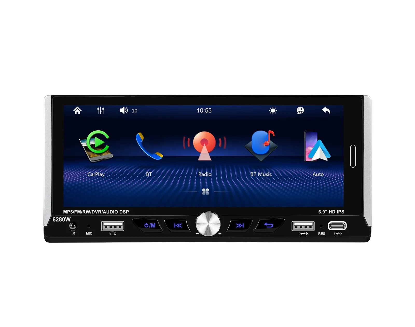 Radio Samochodowe MP5 Bluetooth 1DIN Ekran 6,9 Cala Andrdoid Carplay