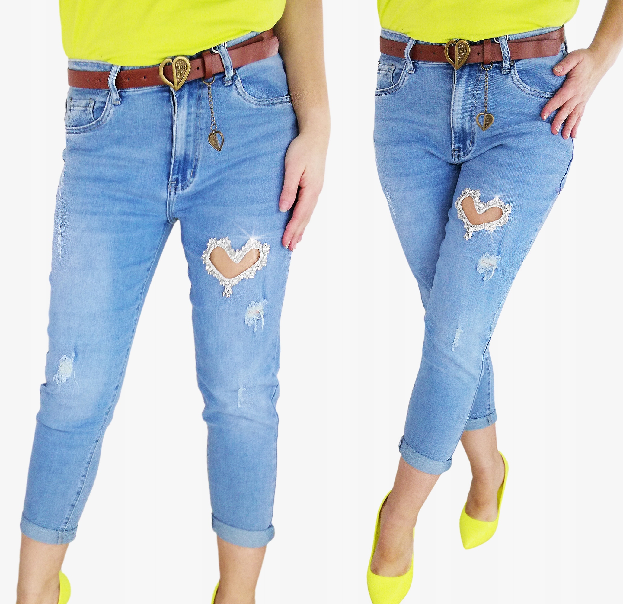 Boyfriend Džíny Srdíčko Ze Zirkonu Pásek 38