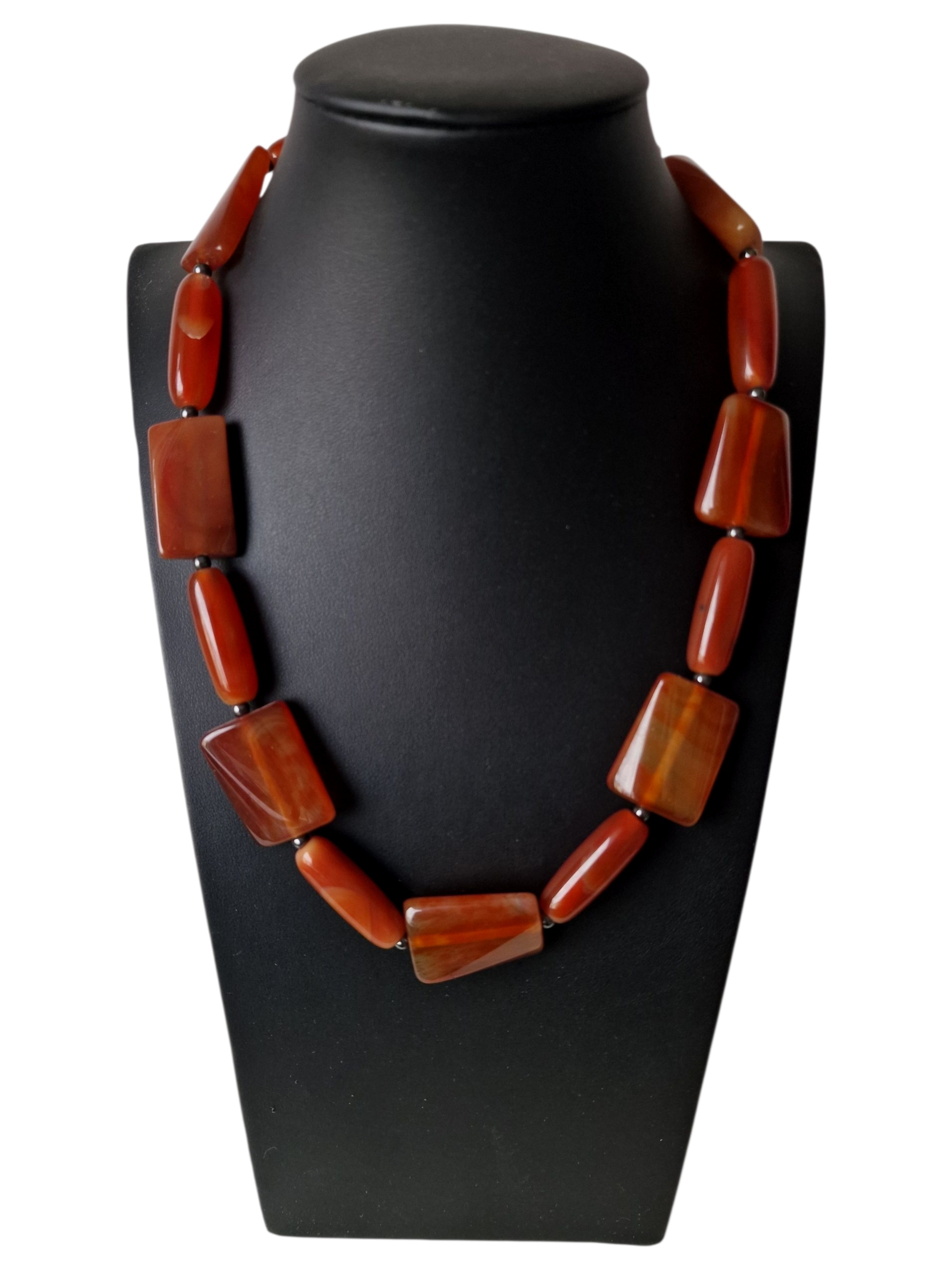 Vintage Karneoly Přírodní Náhrdelník Tantrické Ohnivé Kameny Izidy