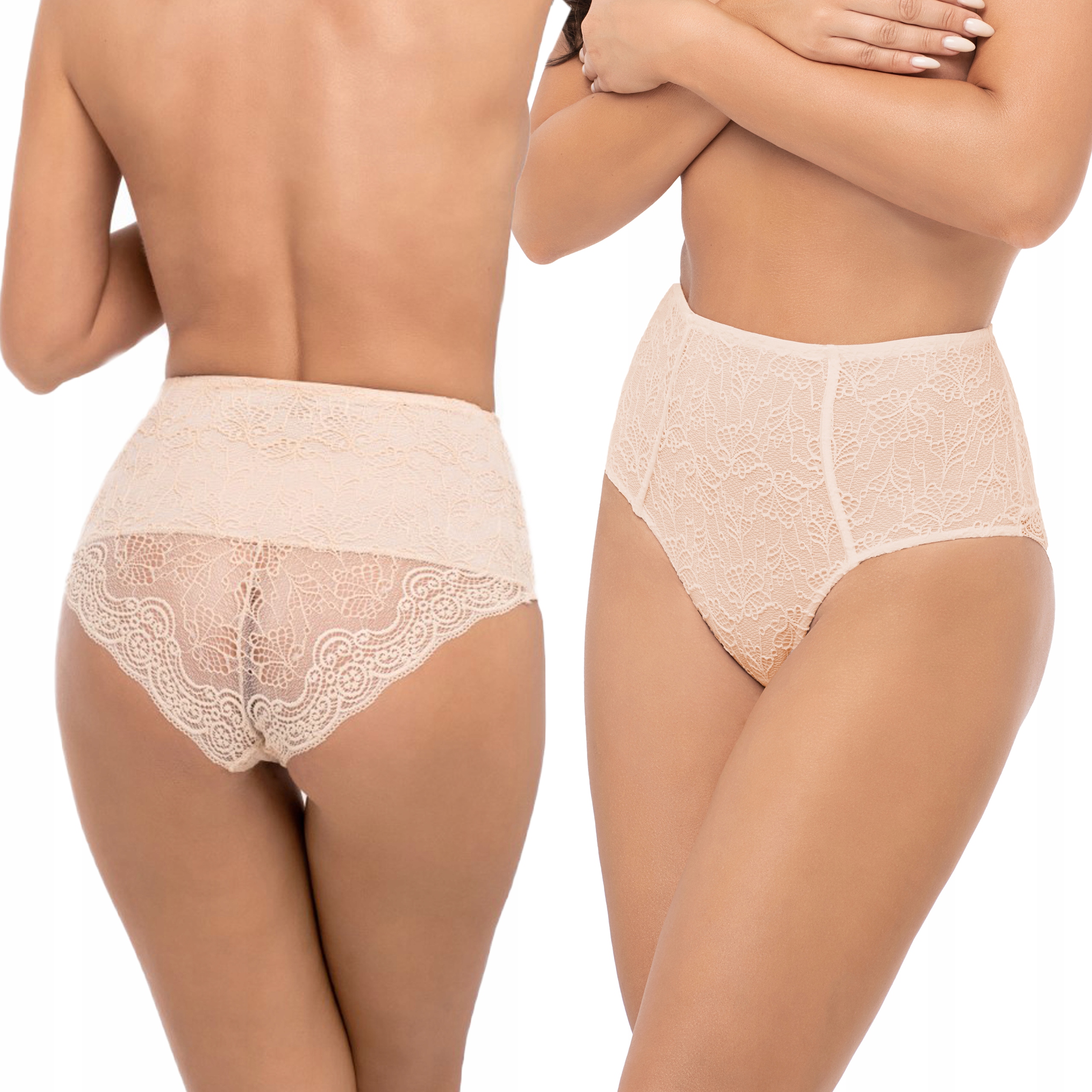 

Babell 2008 Koronkowe Figi wysoki stan Beżowe L