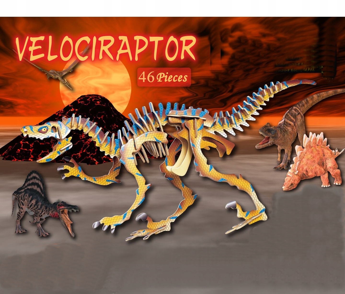 PUZZLE DREWNIANE 3D DINOZAUR VELOCIRAPTOR COLOR Marka Sea-Land