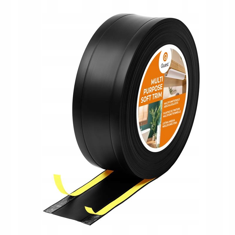 Dokončovacia lišta z Pvc 6v1 samolepiaca, čierna, 75 mm, 20 m, W1