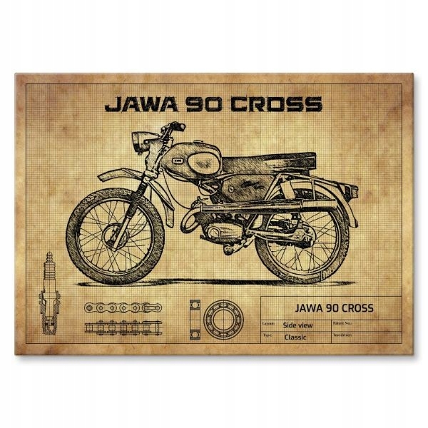 Velký plakát z kovu s motorem, plechový dárek do garážového pokoje Jawa 90 Cross