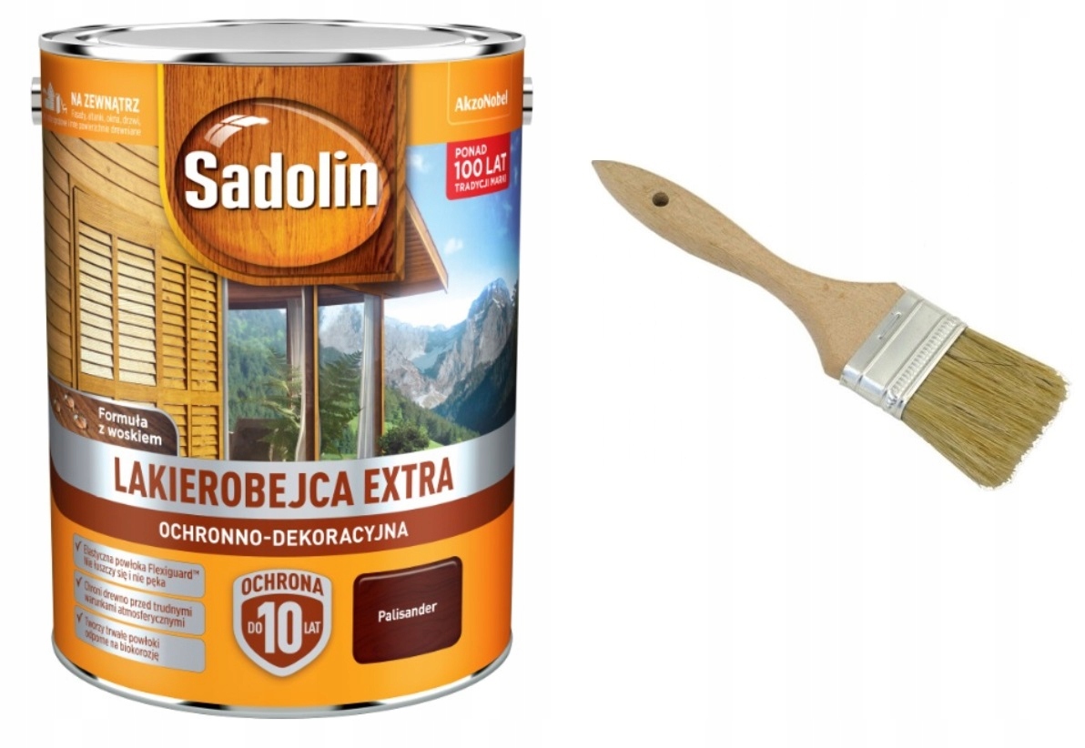 

Lakierobejca Sadolin Extra- palisander 5l Pędzel