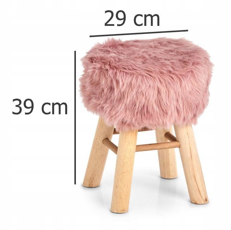STOŁEK FUTRZANY MIĘKKI TABORET RÓŻOWE FUTRO ZELLER Montaż meble złożone