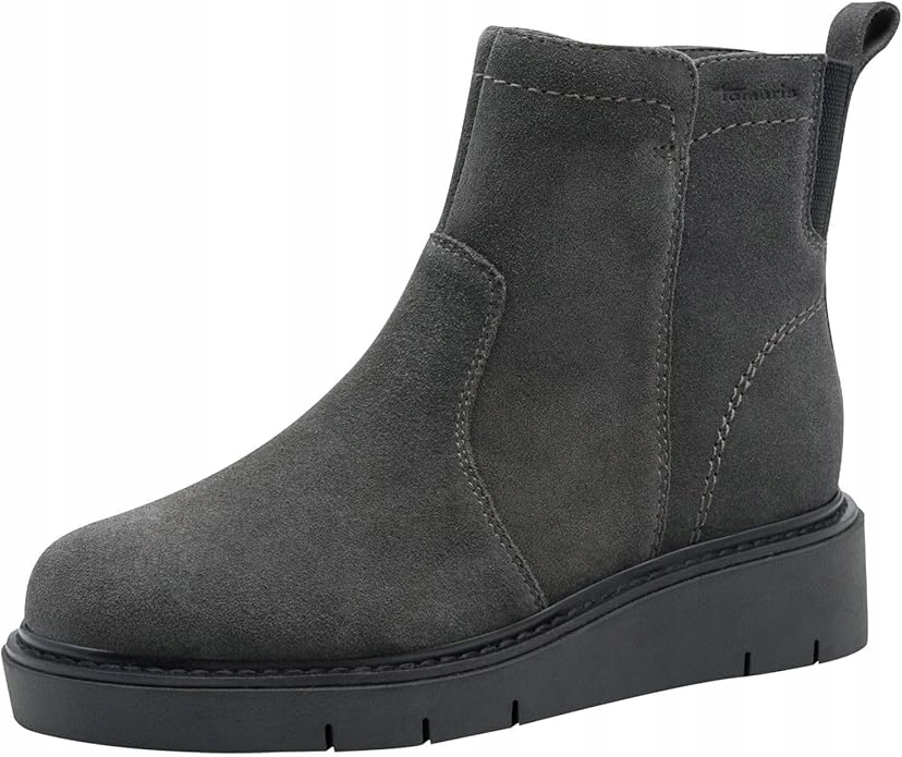 Tamaris Šedé Dámské Kotníkové Boty Semišové S Koženým Zipem 36 J0A