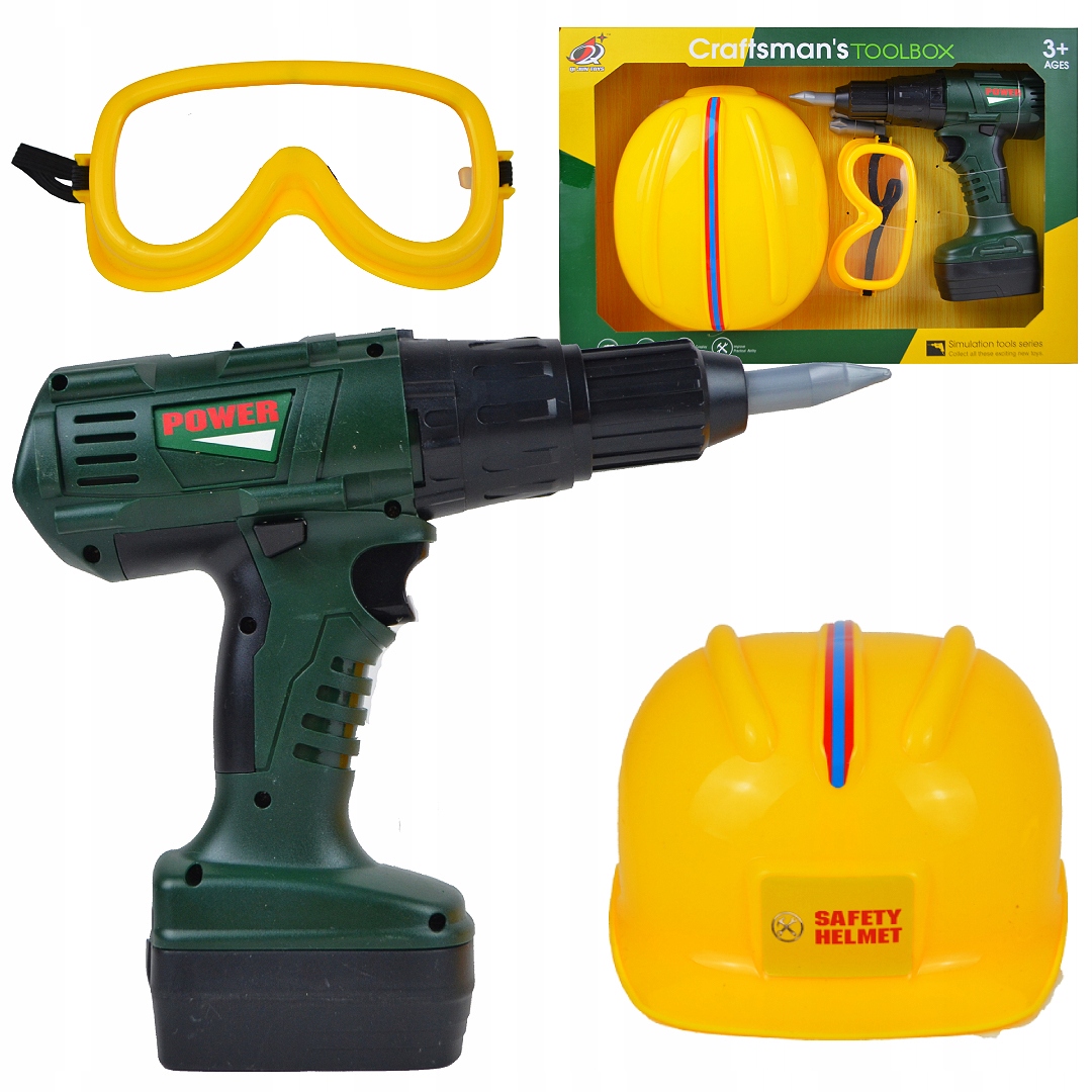 

Duży Zestaw Dla Dzieci Wkrętarka Z Okularkami Kask