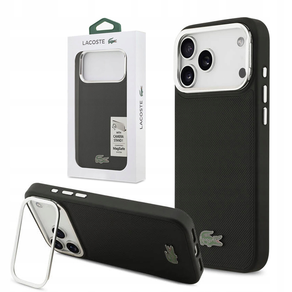 Originální stylové pouzdro Lacoste s MagSafe stojánkem pro Apple iPhone 17 Pro Max