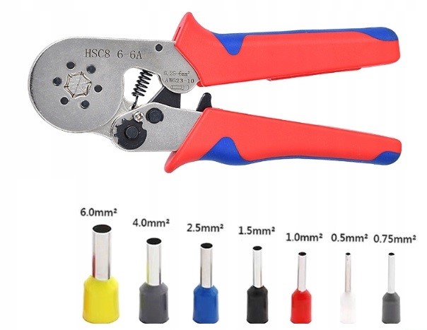 ZACISKARKA PRASKA do tulejek kablowych SZEŚCIOKĄTNA kabli konektorów MOCNA Kolor czerwony