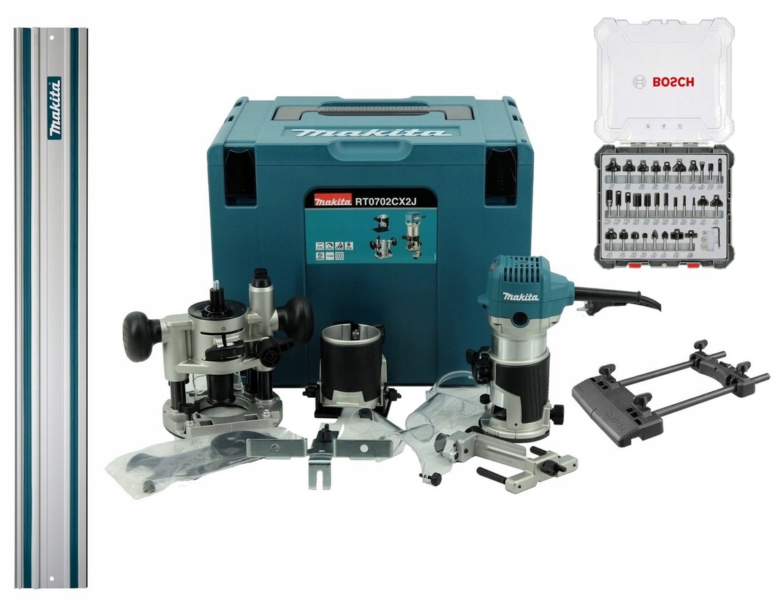 Makita Frezarka 710W Szyna 1M Adapter Frezy Bosch 2607017475 RT0702CX2J