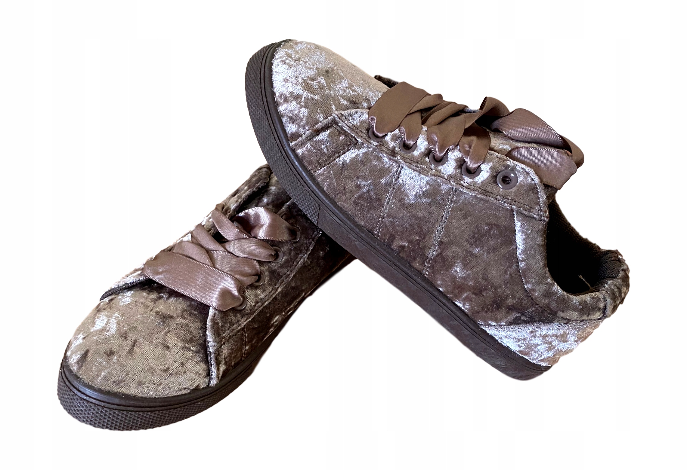 

Buty Damskie tenisówki trampki welur wstążka *37
