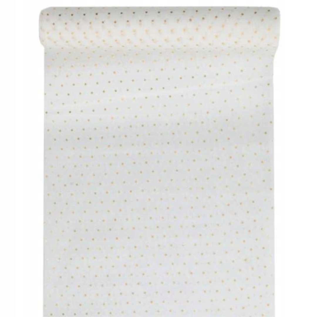 

Bieżnik materiałowy Biały grochy złote Długi