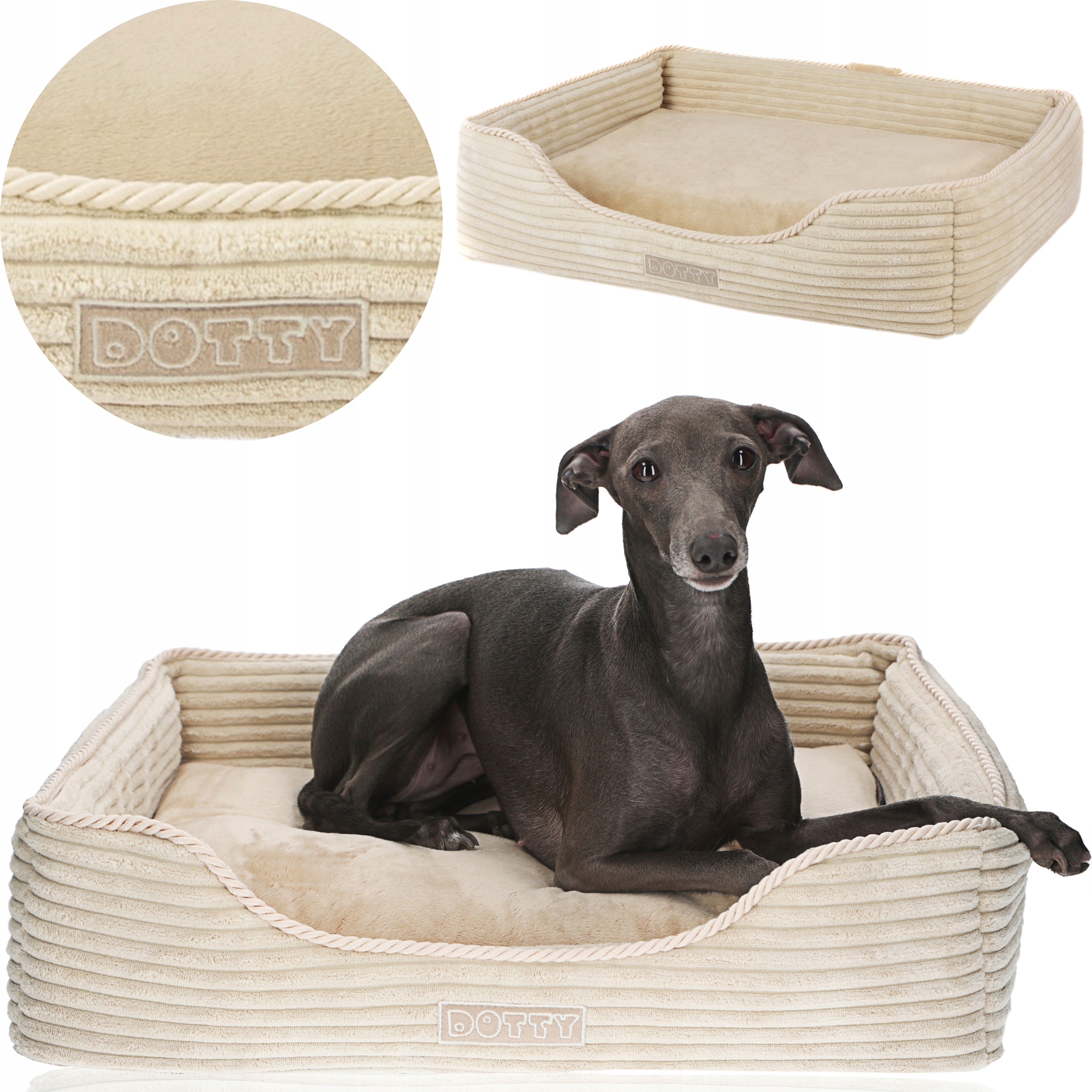 Pelíšek pro psa, gauč, potah pro kočky Dotty krémový samet