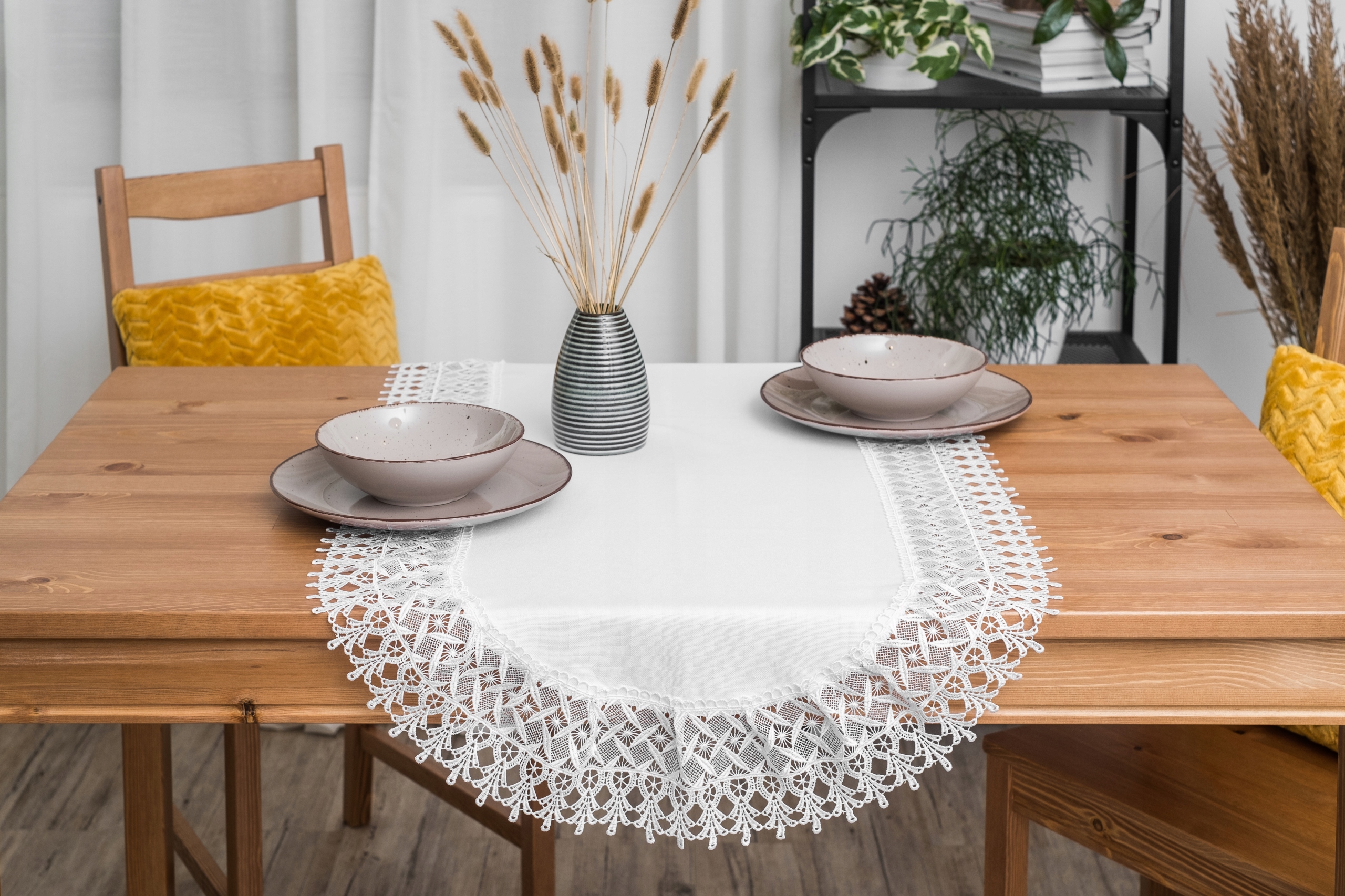 Bieżnik owalny GŁADKI Z KORONKĄ 60x120 BIAŁY owal Typ bieżnik