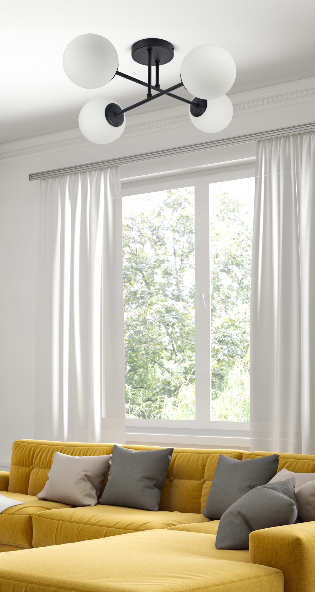 Lampa Sufitowa Żyrandol Plafon Full Globe Glass 561-W4 G9 Białe kule LED Zasilanie sieciowe