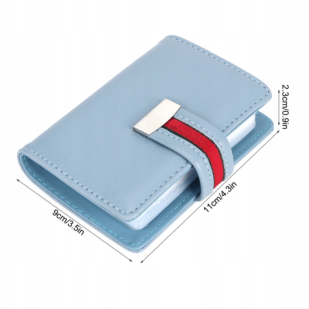 Kobiety Mini RFID Card Holder PU Leather Business Card Case Blue