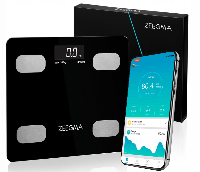 INTELIGENTNA WAGA ŁAZIENKOWA BLUETOOTH +APLIKACJA