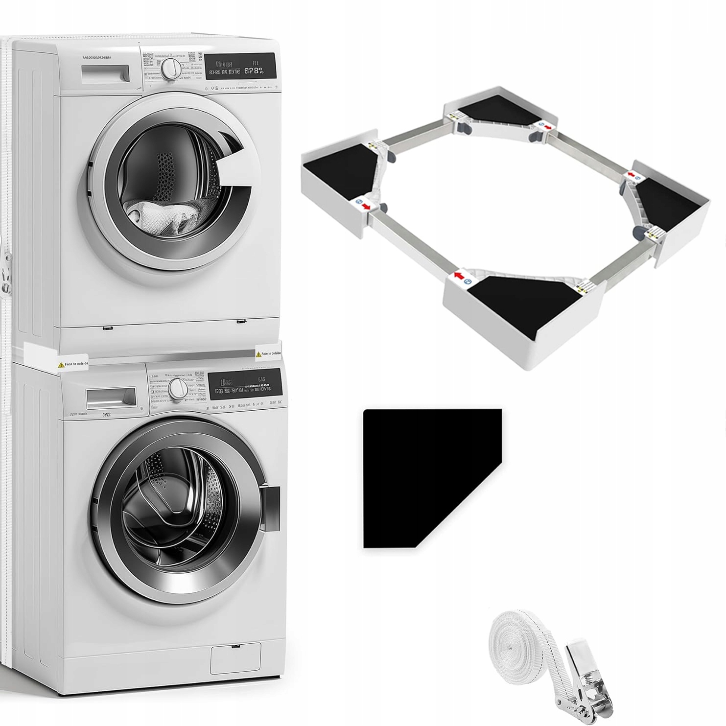 Łącznik Pralki Suszarki Uniwersalny Szerokość 46-72cm Antywibracyjna +pas