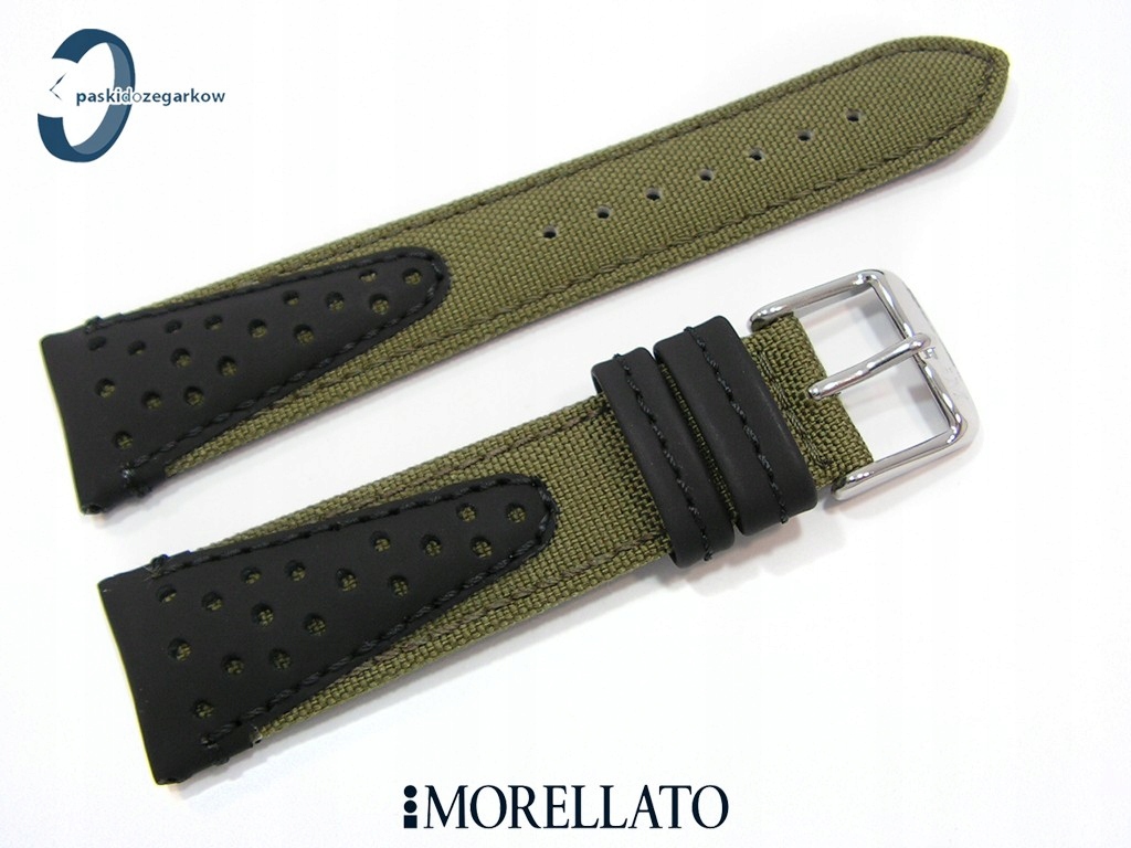 Pásek Morellato Volley Cordura 22 mm kožený a látkový černo-zelený