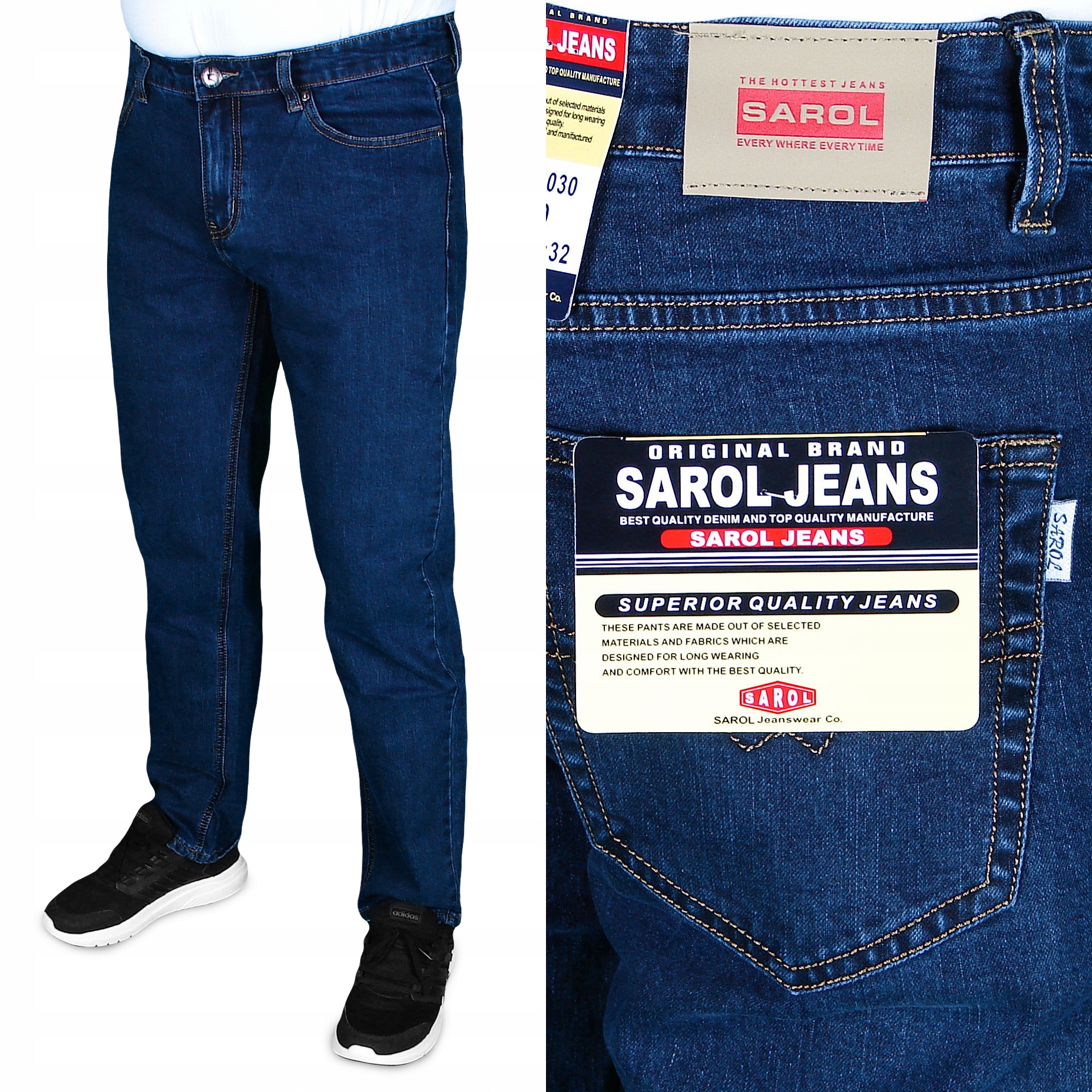 Pánske NOHAVICE JEANS SAROL W36 L32 36/32 94-96 cm