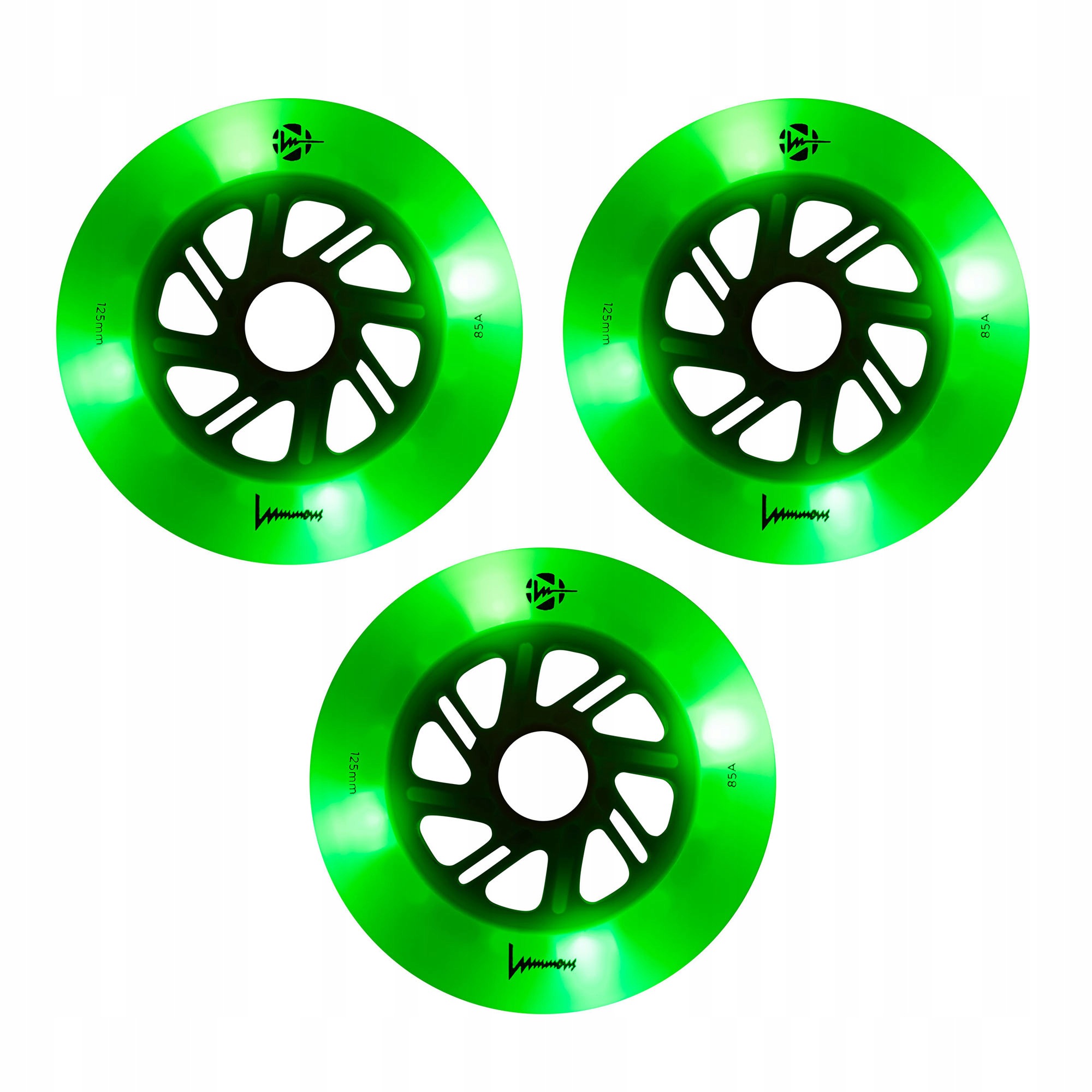 Kółka do rolek świecące Luminous Led 125mm/85a 3 Sztuki
