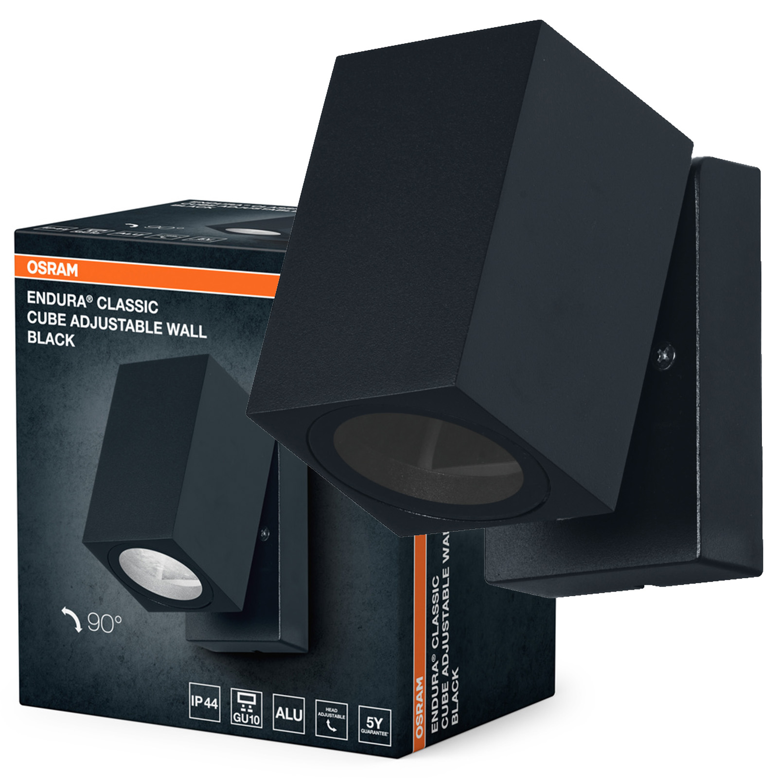 Zahradní nástěnné svítidlo Venkovní fasádní lampa GU10 Černá IP44 Endura Osram