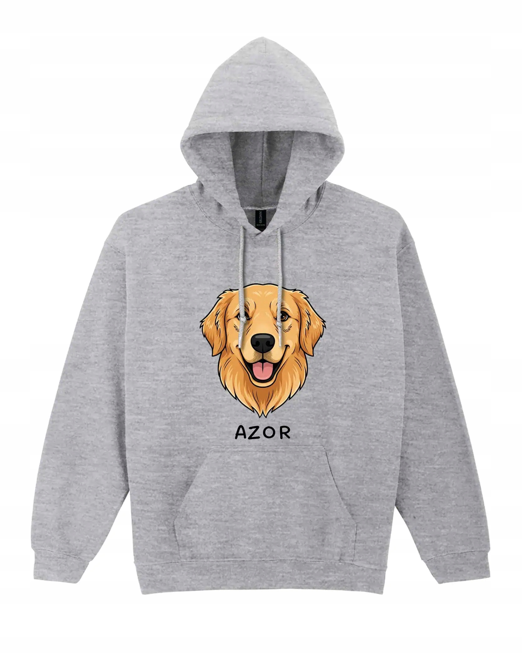 Mikina s kapucí Golden Retriever Personalizovaná Pes Šedá XXL