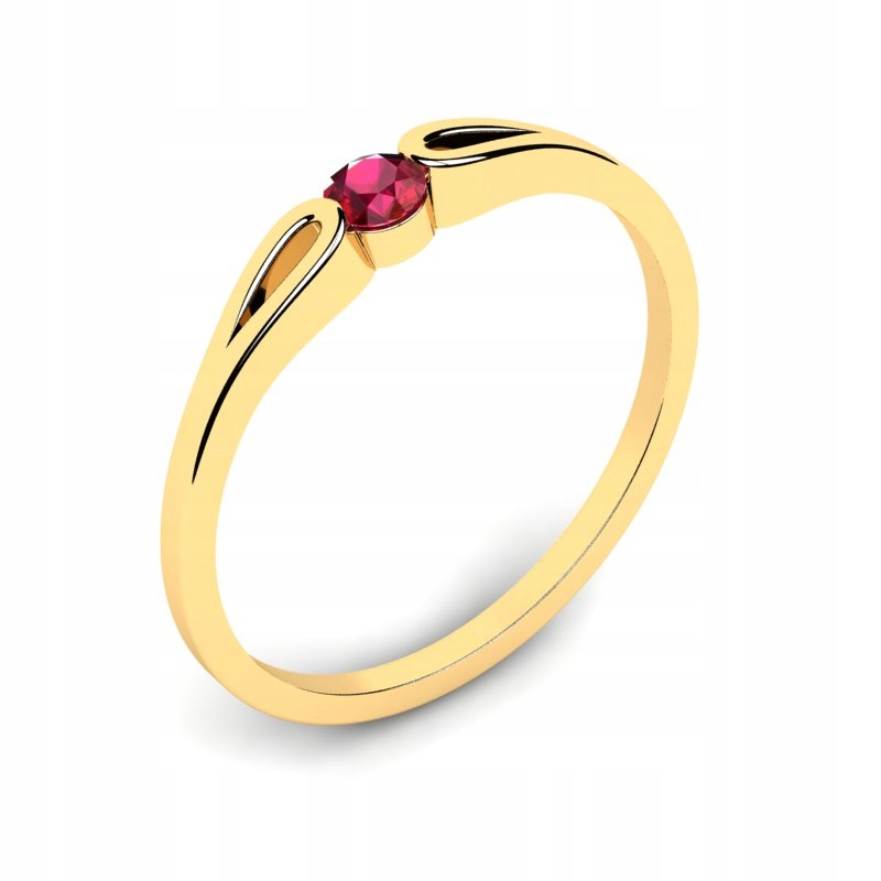 

Pierścionek Złoty Klasyczny Z Czerwoną Cyrkonią