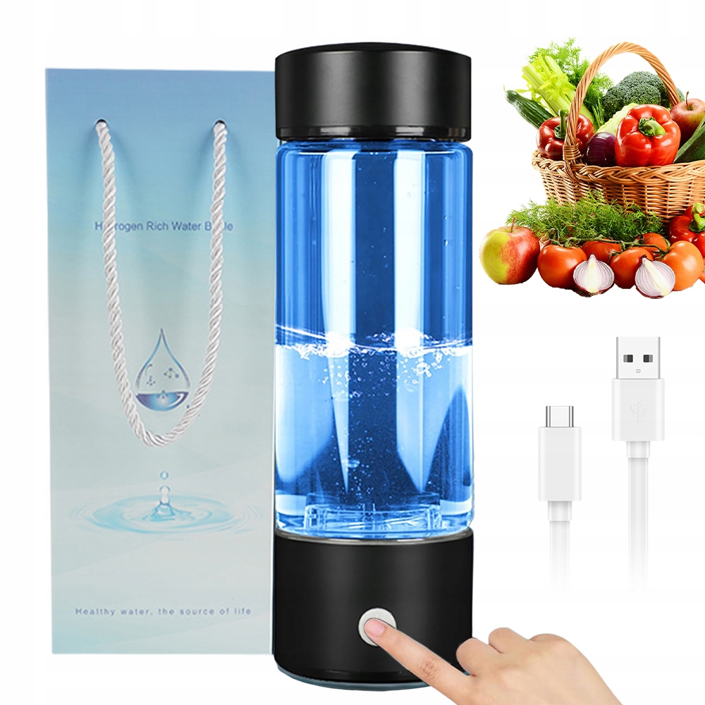 BUTELKA NA WODĘ WODOROWĄ GENERATOR WODY ALKALICZNEJ PRZENOŚNA 420ML