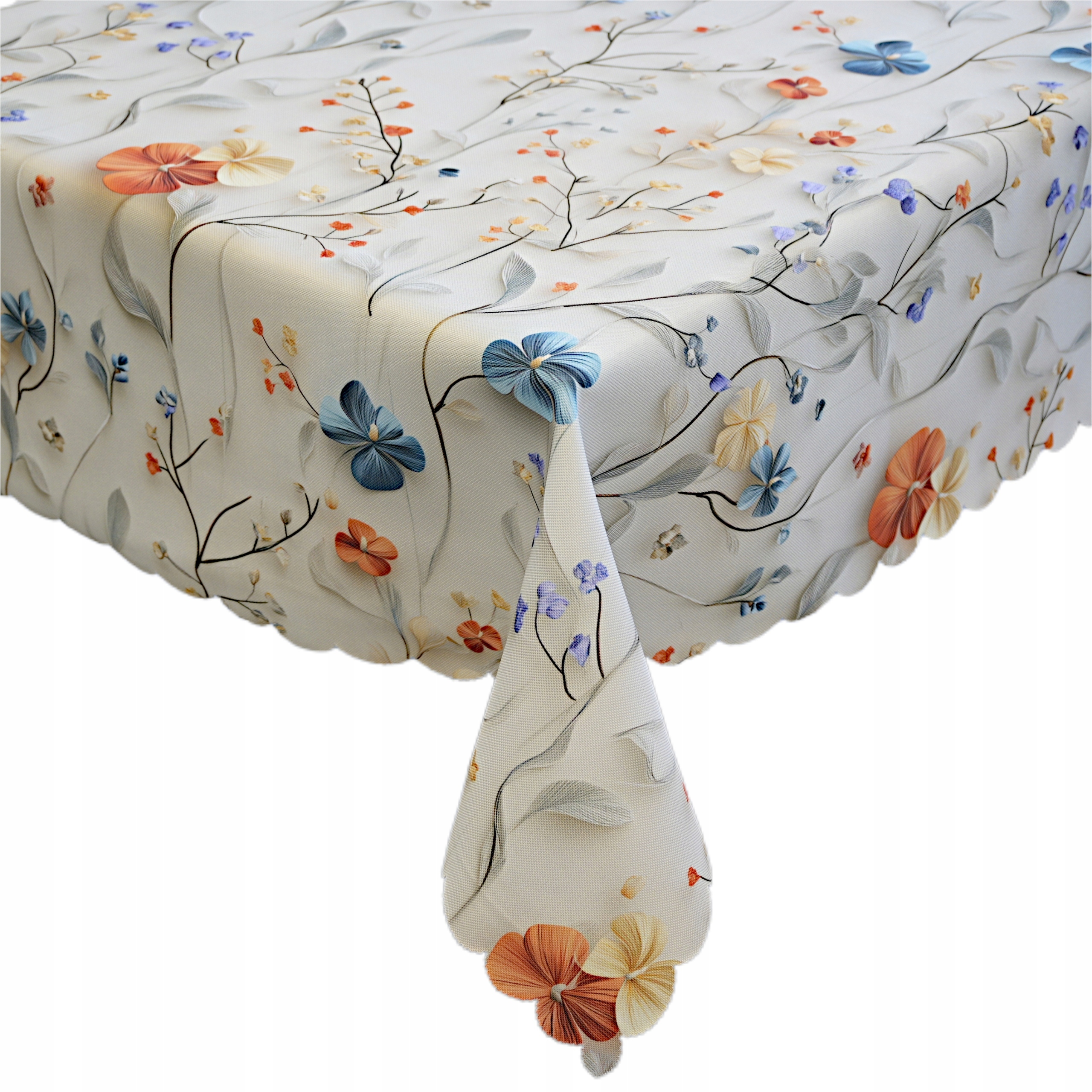 Obrus plamoodporny 150x240 Beżowy Motyw kwiatowy łąka Na stół do salonu