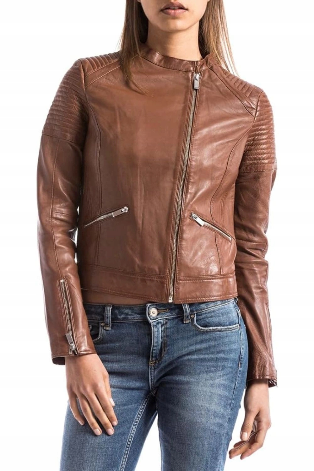 Kožená bunda Blue Wellford klasická dámská kůže hnědá vel. M