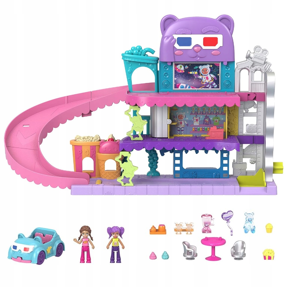 Polly Pocket Kino Samochodowe i akcesoria Zestaw do zabawy dla dzieci HPV39
