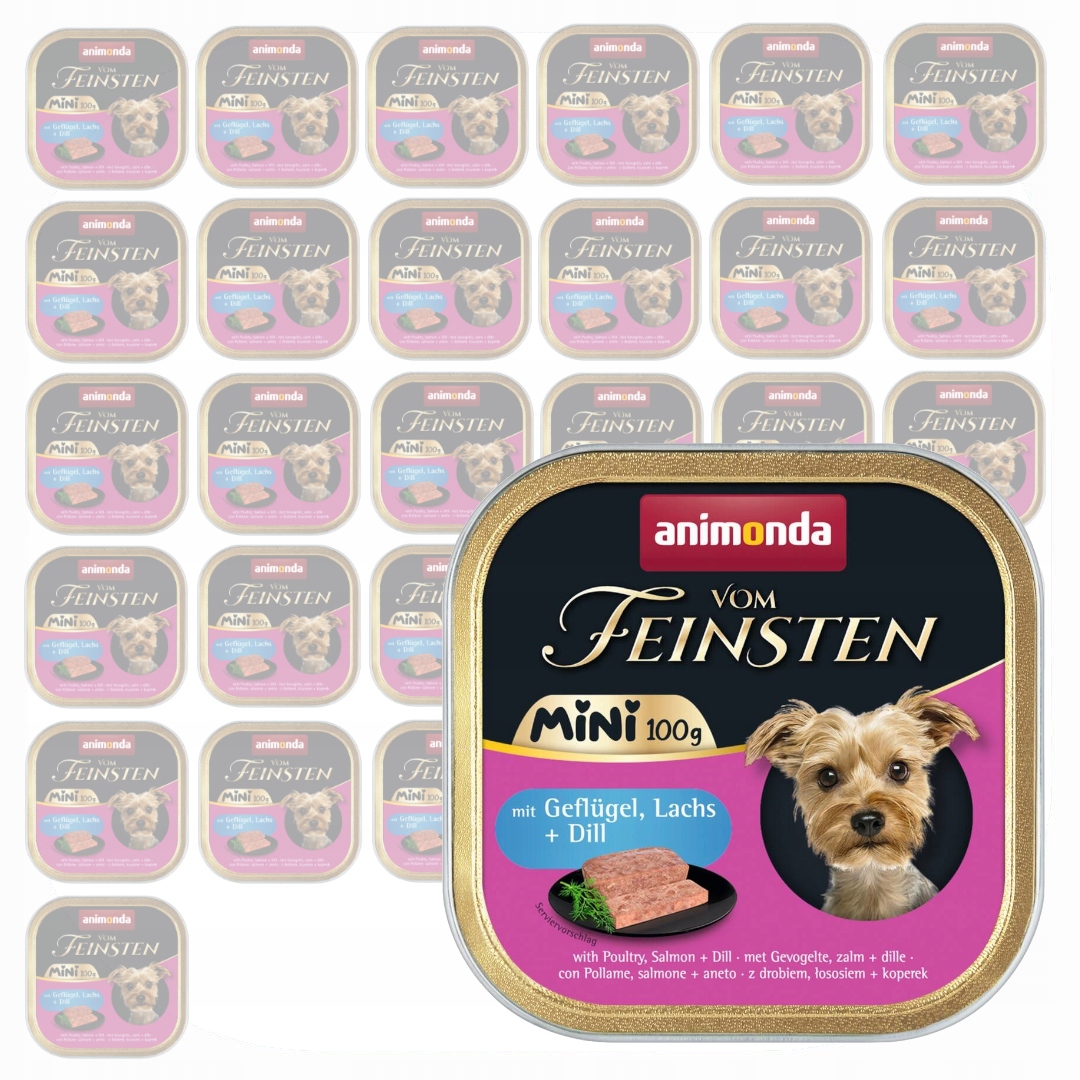 Animonda Vom Feinsten Mini 32x100g Vlhké Krmivo pro psy Drůbež Losos Kopr