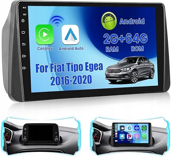 Radio Bt Navigácia Gps Fiat Tipo Egea 2016-2020 Android Carplay WiFi 2/64GB