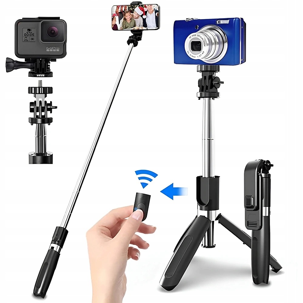 Techsuit Selfie Stick (L02) Bluetooth, kompatybilny 360°, 100 czarny