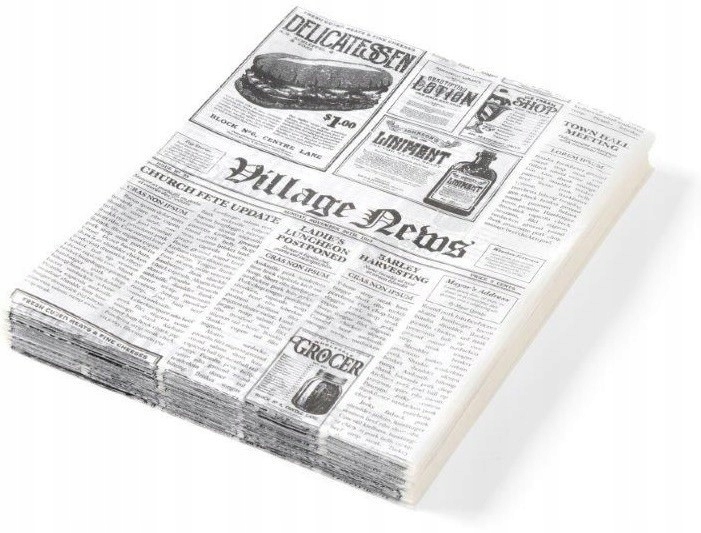 Papier pergaminowy, nadruk gazety 20x25 cm 500 szt