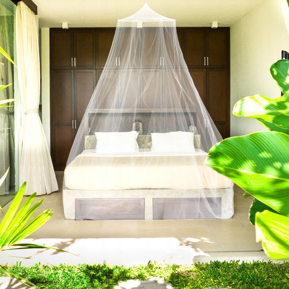 MOSKITIERA NAD ŁÓŻKO BALDACHIM OSŁONA SIATKA OWADY KOMARY BIAŁA XXL Maks. szerokość 0 cm
